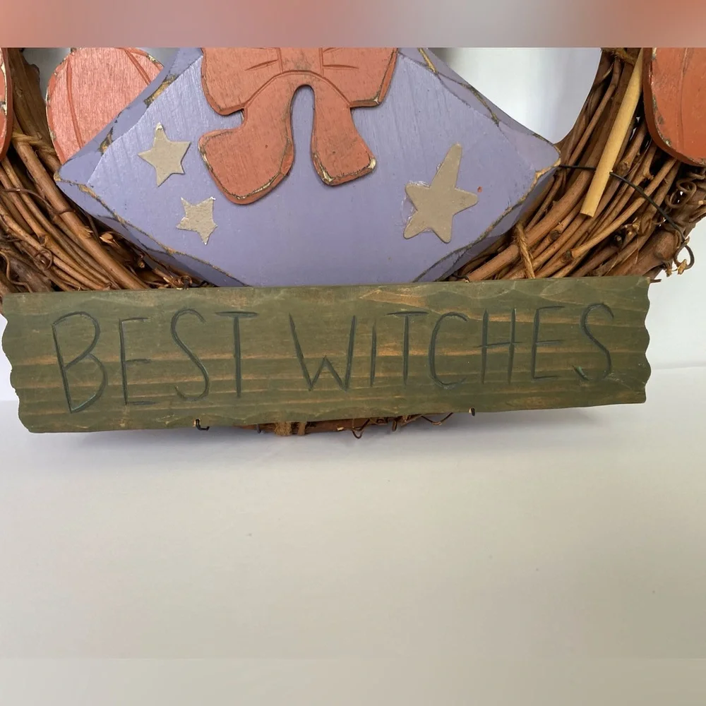 Halloween wreath green witch hag best witches primitive vintage celestial decor